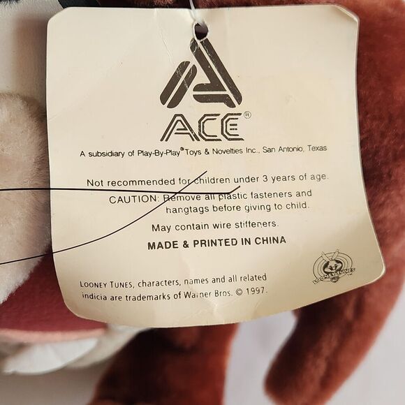 Looney Tunes 1997 NWT Tasmanian Devil Vintage Plush Toy Warner Bros - Picture 6 of 13